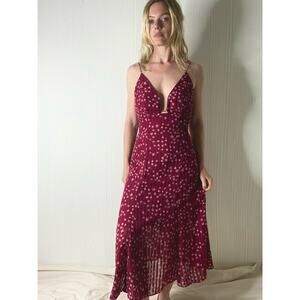 FINDERS KEEPERS Red and Pink Starry Spaghetti Strap Dress US SMALL